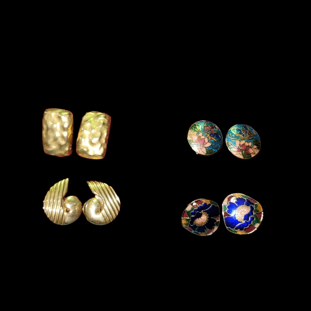 Vtg Clip Earrings 4 Pair